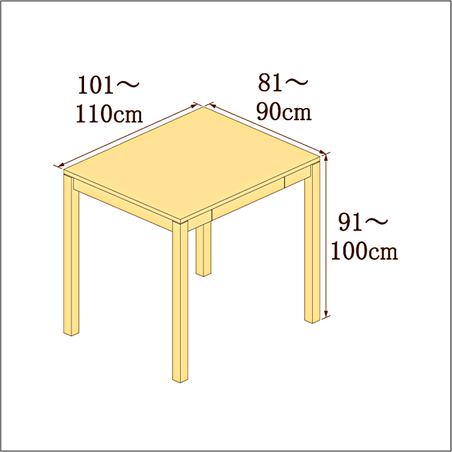 高さ91-100cm／奥行き81-90cm／横幅101-110cmの机/デスク