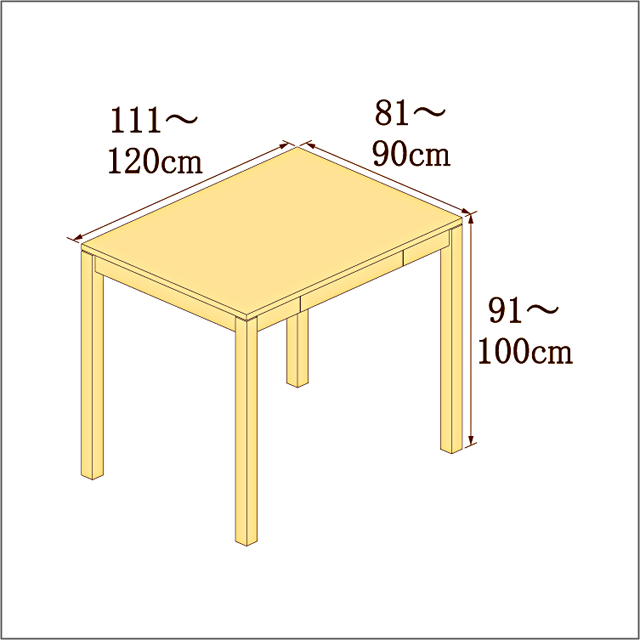 高さ91-100cm／奥行き81-90cm／横幅111-120cmの机/デスク