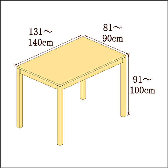 高さ91-100cm／奥行き81-90cm／横幅131-140cmの机/デスク
