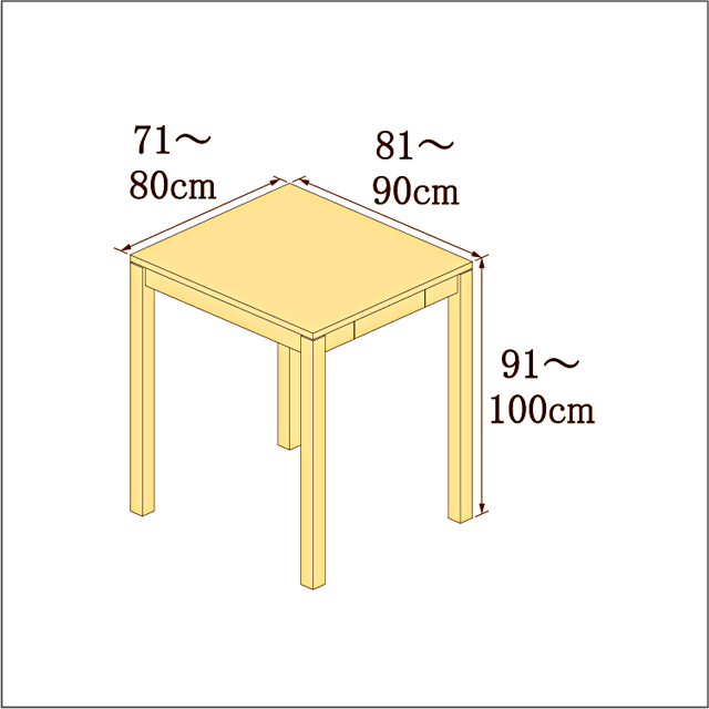 高さ91-100cm／奥行き81-90cm／横幅71-80cmの机/デスク