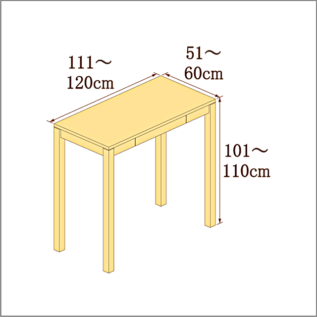 高さ101-110cm／奥行き51-60cm／横幅111-120cmの机/デスク