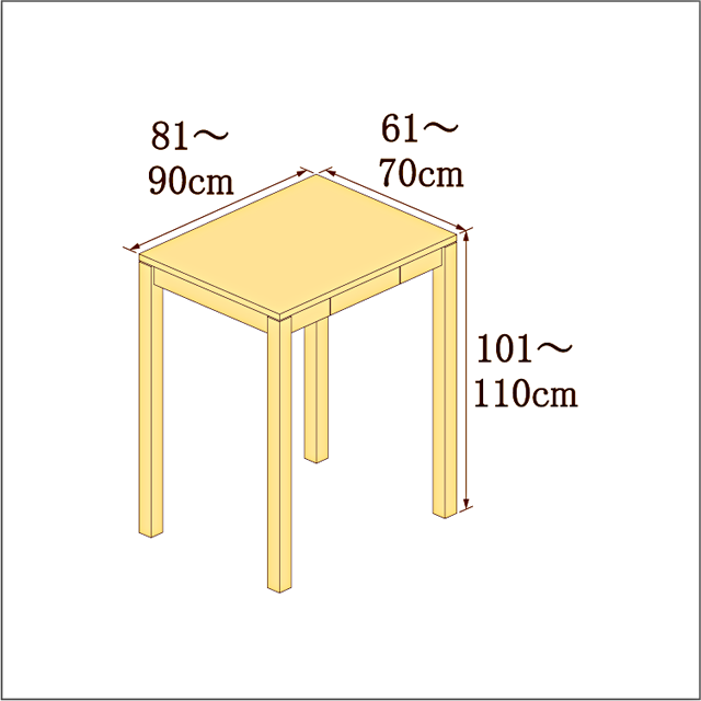 高さ101-110cm／奥行き61-70cm／横幅81-90cmの机/デスク