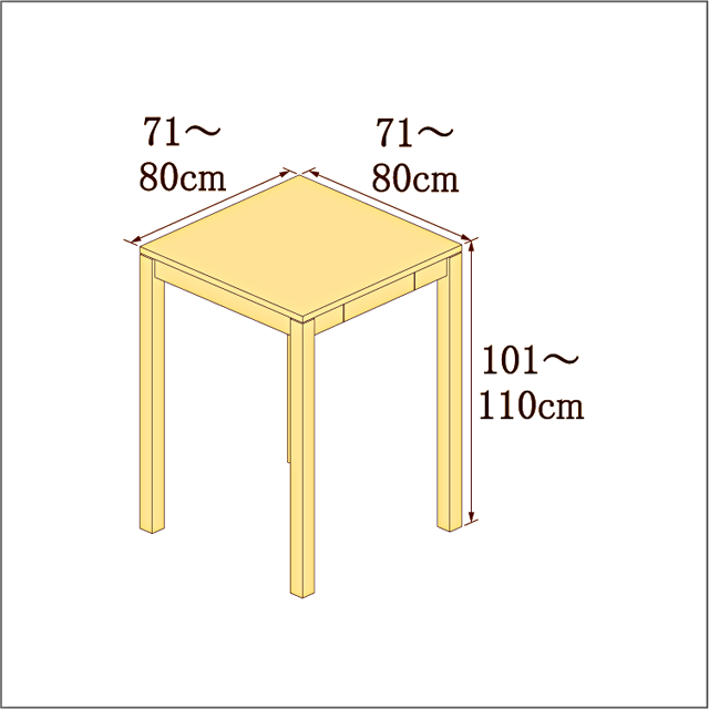 高さ101-110cm／奥行き71-80cm／横幅71-80cmの机/デスク