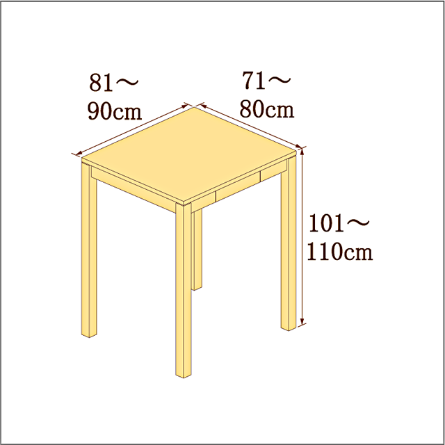 高さ101-110cm／奥行き71-80cm／横幅81-90cmの机/デスク