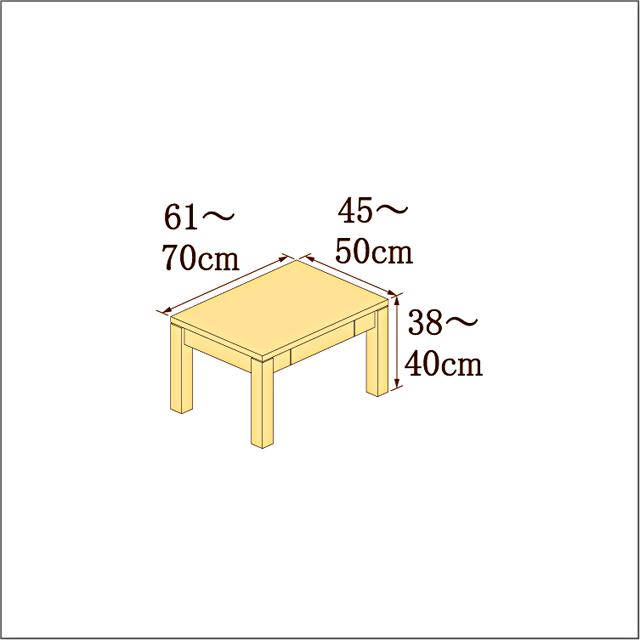 高さ38-40cm／奥行き45-50cm／横幅61-70cmの机/デスク