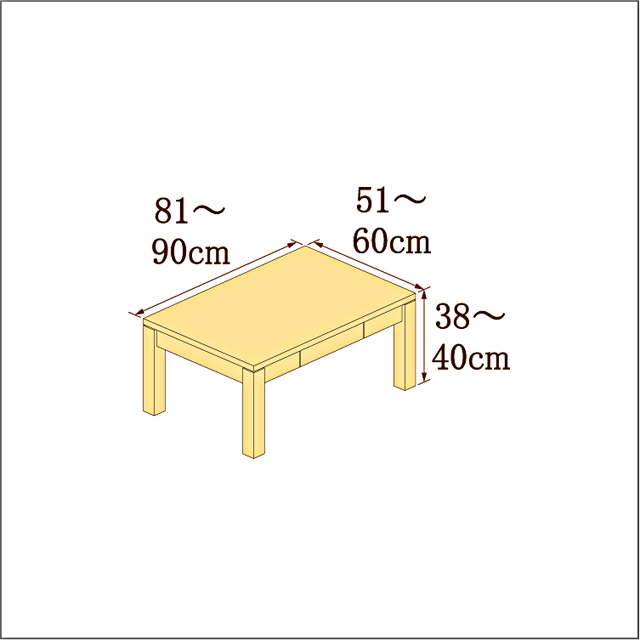 高さ38-40cm／奥行き51-60cm／横幅81-90cmの机/デスク