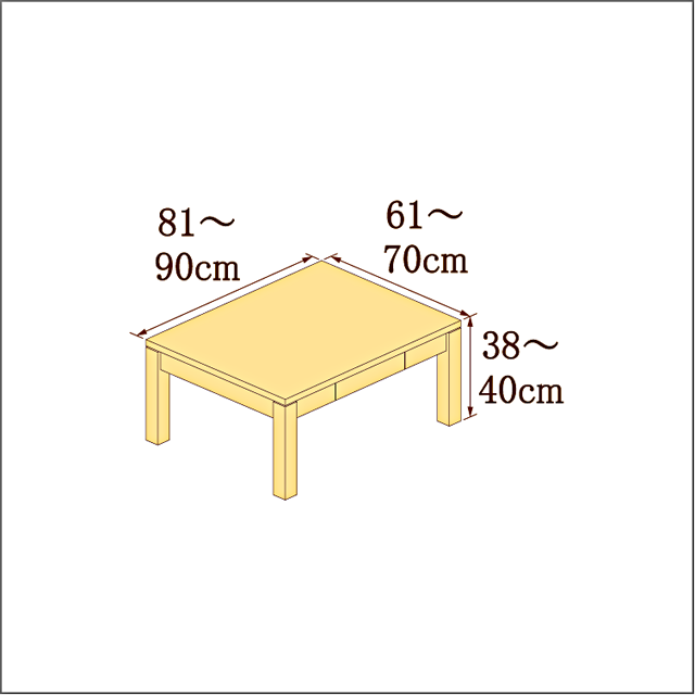 高さ38-40cm／奥行き61-70cm／横幅81-90cmの机/デスク
