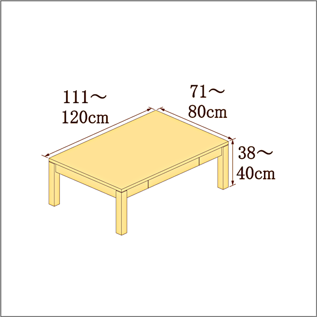 高さ38-40cm／奥行き71-80cm／横幅111-120cmの机/デスク