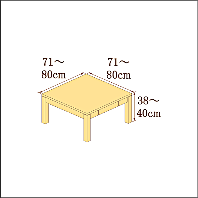 高さ38-40cm／奥行き71-80cm／横幅71-80cmの机/デスク