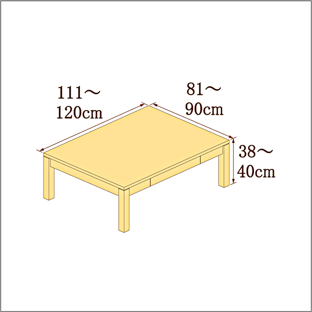 高さ38-40cm／奥行き81-90cm／横幅111-120cmの机/デスク