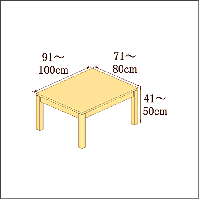 高さ41-50cm／奥行き71-80cm／横幅91-100cmの机/デスク
