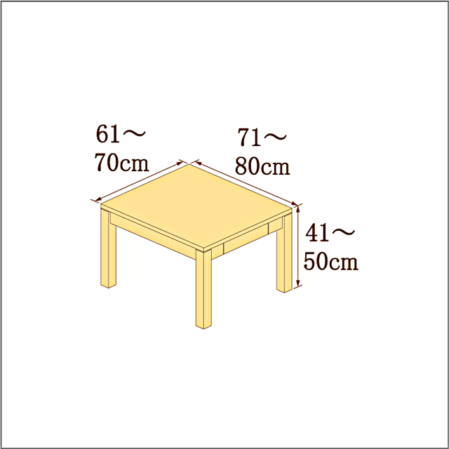 高さ41-50cm／奥行き71-80cm／横幅61-70cmの机/デスク