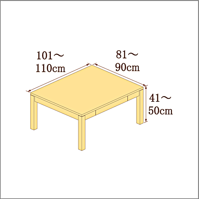 高さ41-50cm／奥行き81-90cm／横幅101-110cmの机/デスク