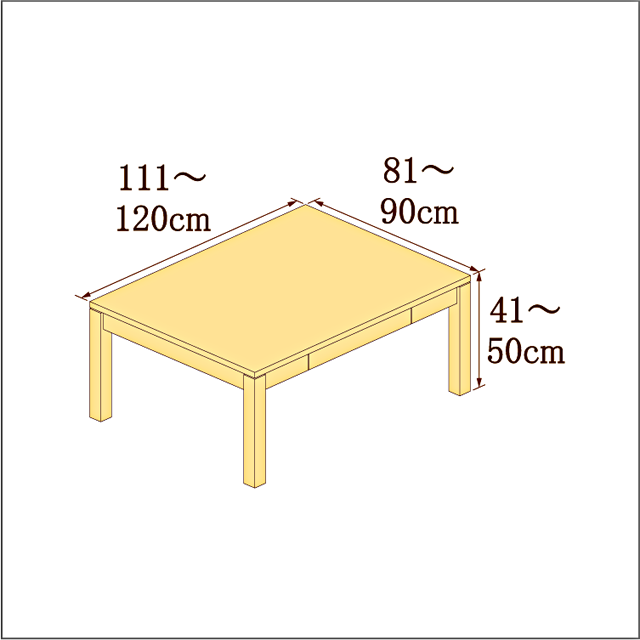 高さ41-50cm／奥行き81-90cm／横幅111-120cmの机/デスク