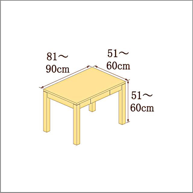 高さ51-60cm／奥行き51-60cm／横幅81-90cmの机/デスク
