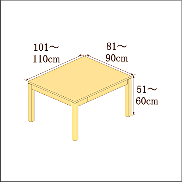 高さ51-60cm／奥行き81-90cm／横幅101-110cmの机/デスク