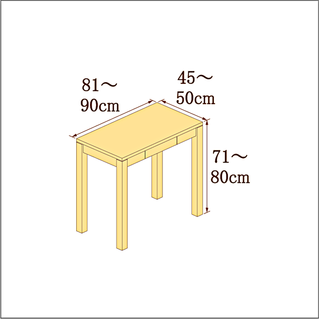 高さ71-80cm／奥行き45-50cm／横幅81-90cmの机/デスク