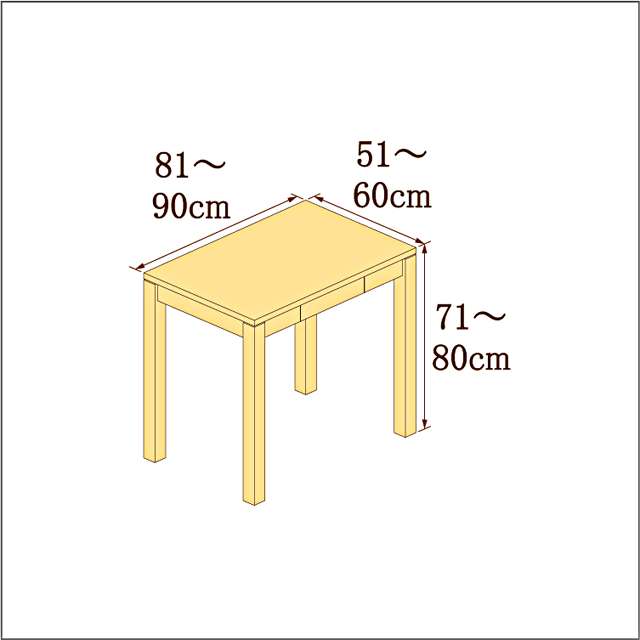 高さ71-80cm／奥行き51-60cm／横幅81-90cmの机/デスク