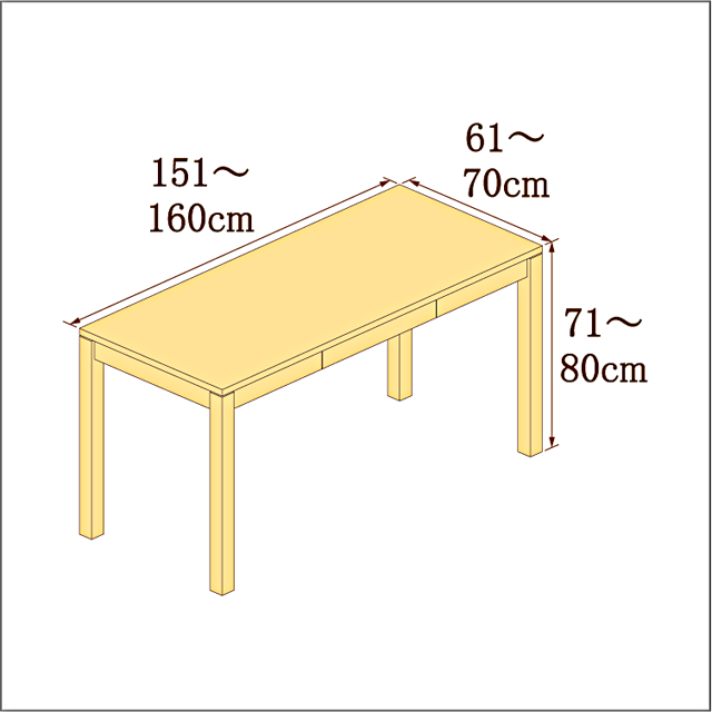 高さ71-80cm／奥行き61-70cm／横幅151-160cmの机/デスク