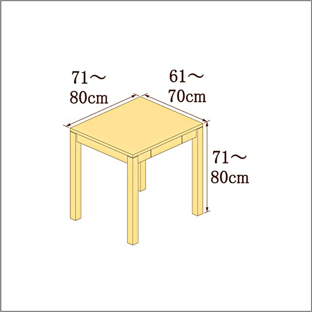 高さ71-80cm／奥行き61-70cm／横幅71-80cmの机/デスク
