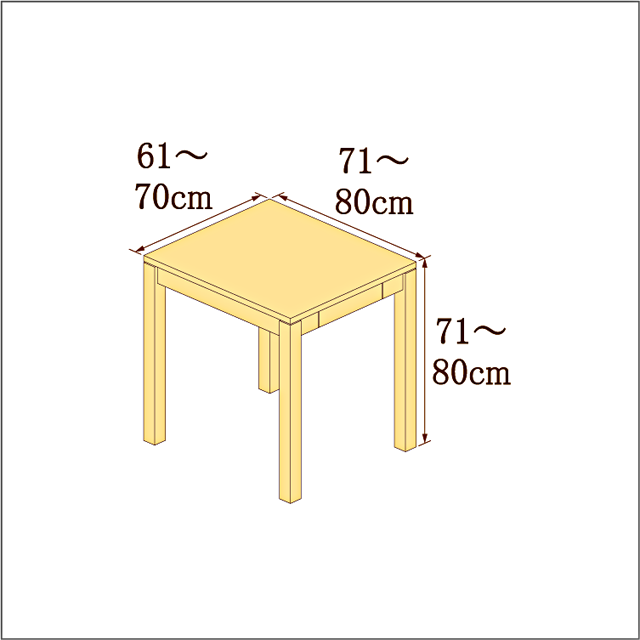 高さ71-80cm／奥行き71-80cm／横幅61-70cmの机/デスク