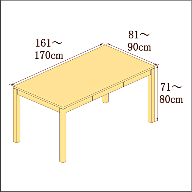 高さ71-80cm／奥行き81-90cm／横幅161-170cmの机/デスク
