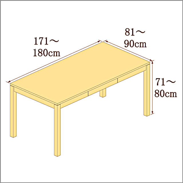 高さ71-80cm／奥行き81-90cm／横幅171-180cmの机/デスク