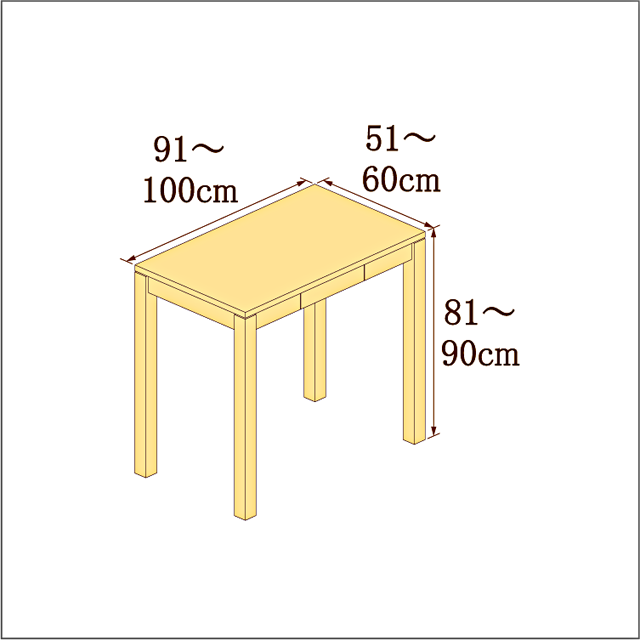 高さ81-90cm／奥行き51-60cm／横幅91-100cmの机/デスク