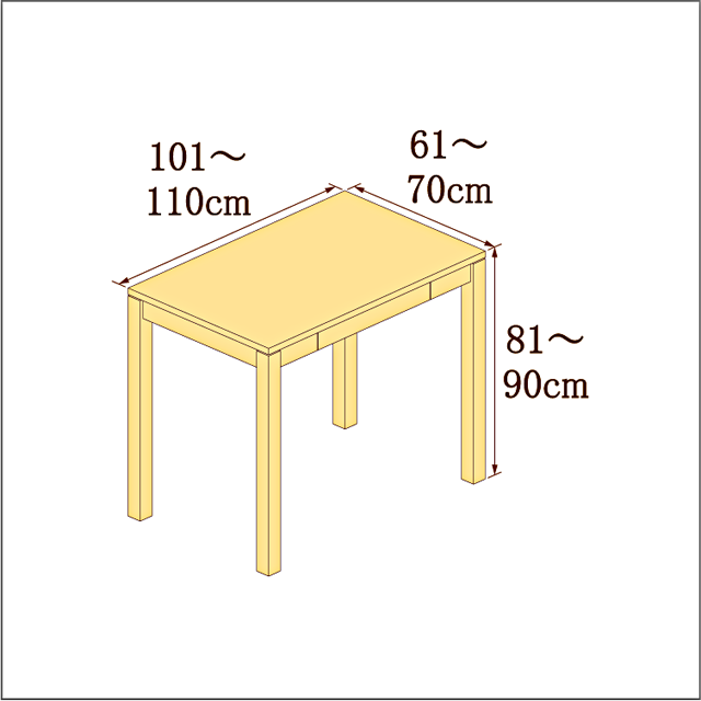 高さ81-90cm／奥行き61-70cm／横幅101-110cmの机/デスク