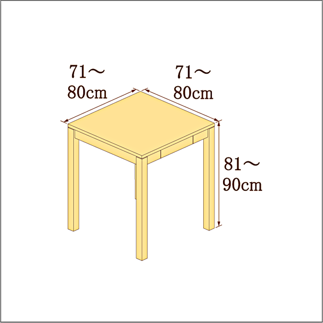 高さ81-90cm／奥行き71-80cm／横幅71-80cmの机/デスク