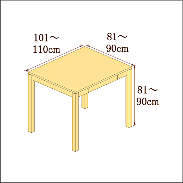 高さ81-90cm／奥行き81-90cm／横幅101-110cmの机/デスク