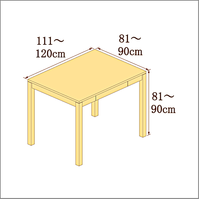 高さ81-90cm／奥行き81-90cm／横幅111-120cmの机/デスク