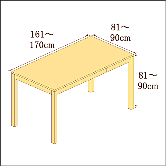 高さ81-90cm／奥行き81-90cm／横幅161-170cmの机/デスク