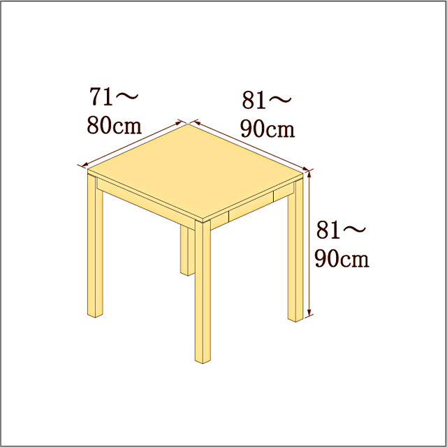高さ81-90cm／奥行き81-90cm／横幅71-80cmの机/デスク