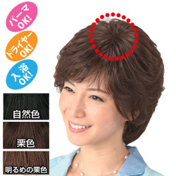 返品可能 人毛100%お手軽 つむじ ヘアピース 部分かつら ミセスウィッグ