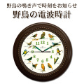 野鳥の電波掛時計 鳥の鳴き声掛時計 12種類の鳥のさえずり 直径40cm