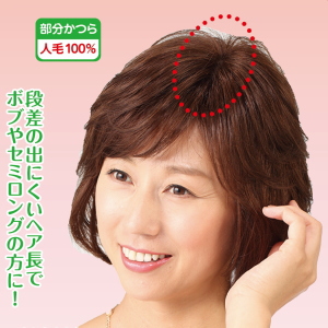 人毛100％快適分け目ヘアピースセミロング
