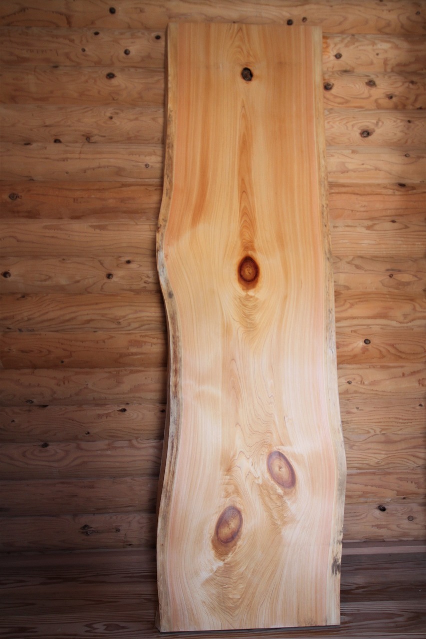 【hinoki003】ひのき一枚板　樹齢約200年　節有　長さ1600ｍｍ×厚さ45ｍｍ×幅480～540ｍｍ