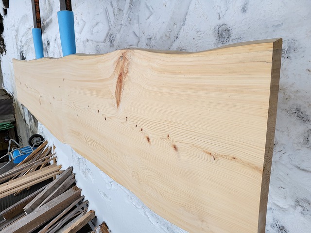hinoki150 桧一枚板　節有　約3950×40×550～660～630ｍｍ