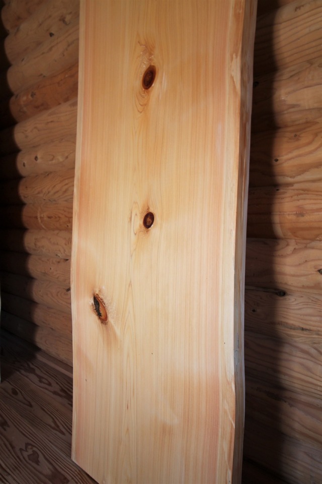 hinoki001】ひのき一枚板 樹齢約200年 節有 長さ1700mm×厚さ35mm