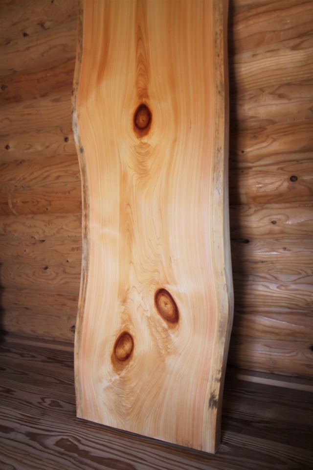 hinoki003】ひのき一枚板 樹齢約200年 節有 長さ1600mm×厚さ45mm