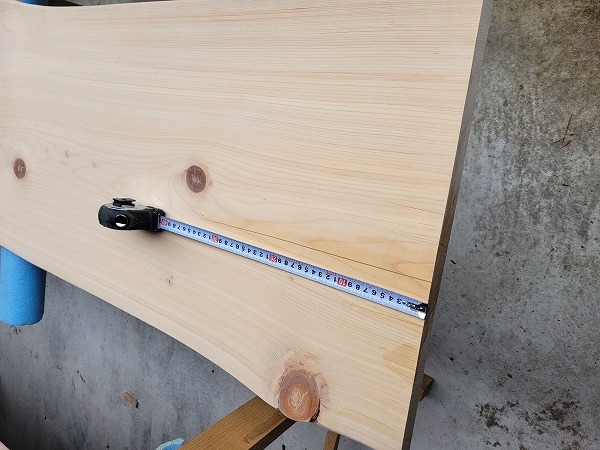 hinoki158 桧一枚板 両耳付き 節有 約4000×39×450～450～500mm