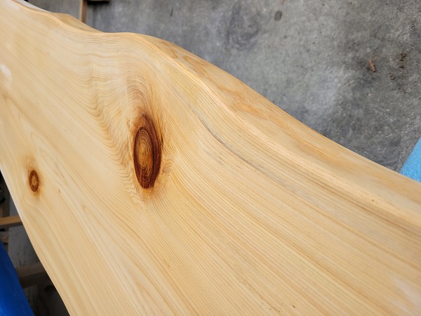 hinoki158 桧一枚板 両耳付き 節有 約4000×39×450～450～500mm