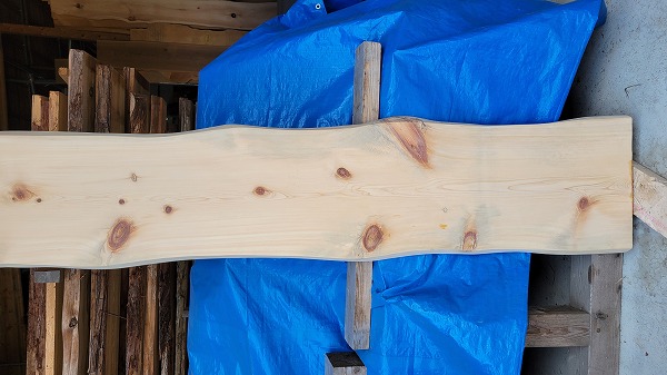hinoki703 桧一枚板 節有 約3000×39×400～410～430～430mm 両耳付き