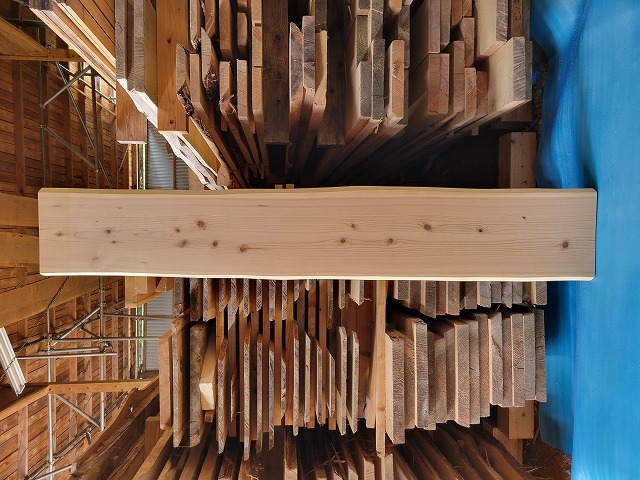 天然杉 1枚板 15 SG507 両耳つき杉一枚板 約1940×29×300～320mm 天然熟成乾燥材 節あり