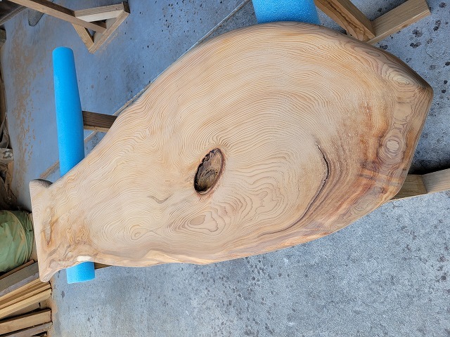 SGK462 樹齢約450年・杉大枝一枚板 約1360×300～470～300×36mm