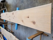 hinoki157 桧一枚板　片耳付き　節有　約4000×38×450～460～450ｍｍ