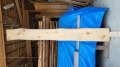 hinoki701  桧一枚板　節有　約3100×39×310～350～310～360ｍｍ　両耳付き　プレナー仕上げ　研磨加工仕上げ　小ヒビあり