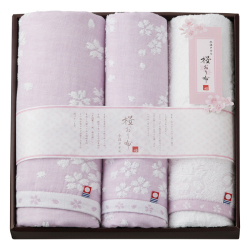 桜おり布　タオルセット　No.50　（パープル）