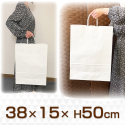手提げ紙袋　白無地　カスタム　【38ｘ15ｘH50cm】